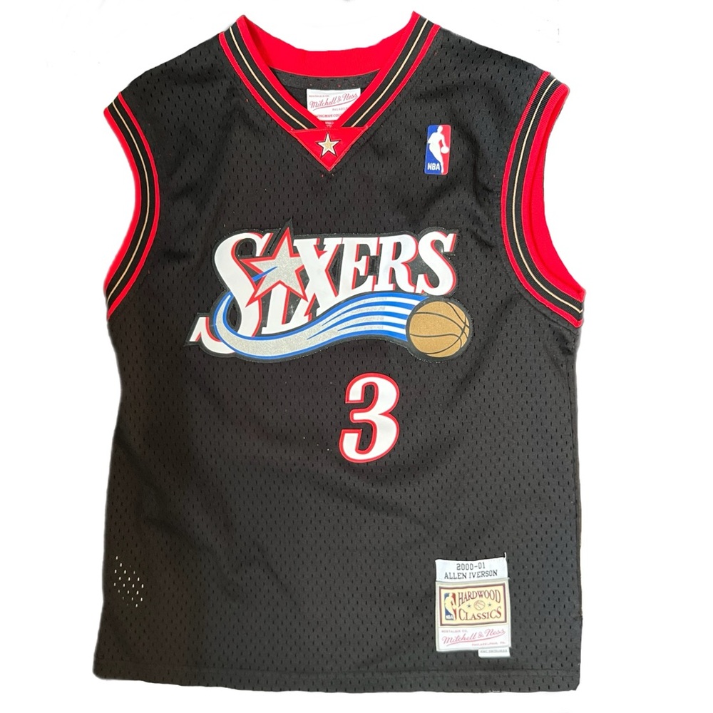 Allen Iverson 2000-2001 Black 76ers Basketball Jersey by Mitchell & Ness